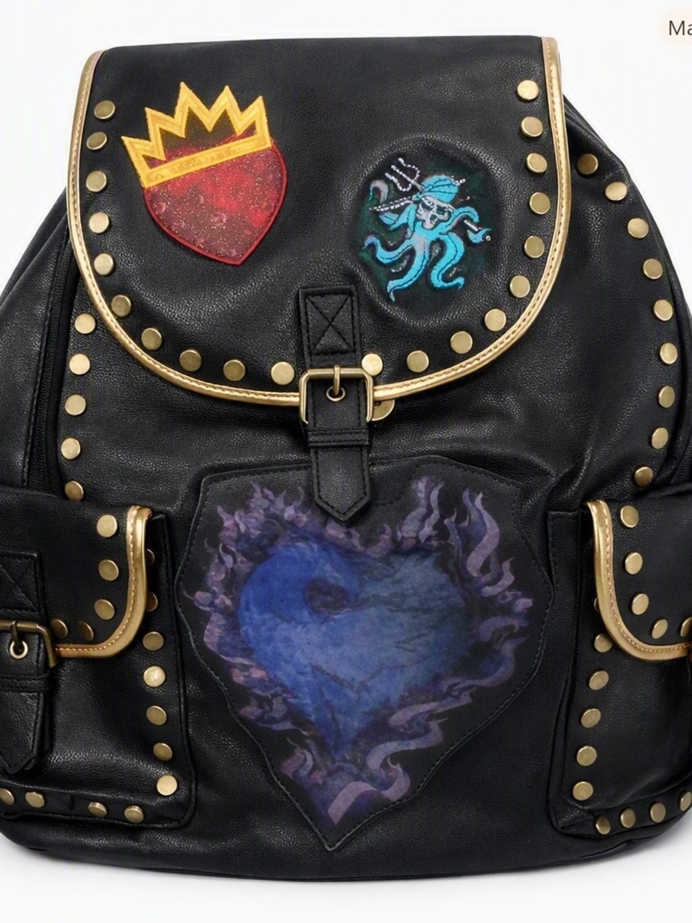 Disney Descendants: Rise Of Red Backpack With Gold Studs And Colorful Patches